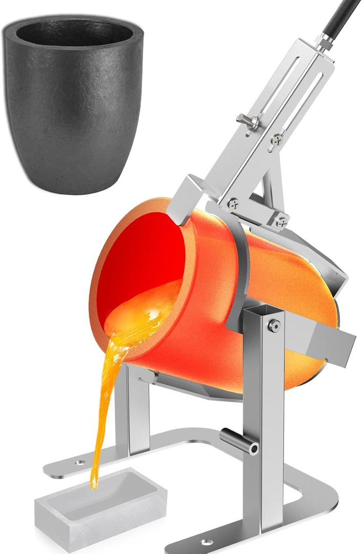 Nelyrho Hand-held Crucible Pouring Tongs with A Graphite Crucible and A Pouring Rack, Work with Crucibles and Melting Furnace, Metal Casting Aluminium Copper Silver #20 (20kg-44lbs)