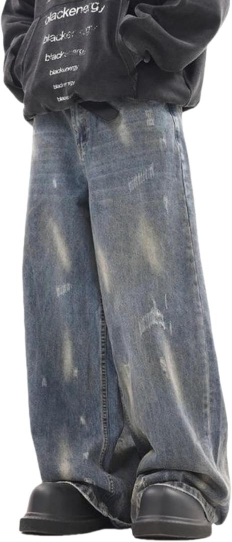 Men Baggy Jeans Y2k Hip Hop Skater Pants Vintage Jnco Jeans Loose Fit Skateboard Denim Pants Streetwear (Small, Blue)