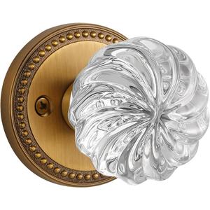 1 Pack Crystal Door Knobs Anti,que Brass Door Knob Passage Door Knobs, Glass Interior Door Knob for Hall and Closet