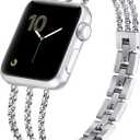 fastgo Silver Compatible with Apple Watch Band for Women 44mm 45mm 49mm Ultra 40mm 41mm 38mm, Cool Chains Metal bracelet Stainless Steel Wristband for IWatch SE Series 9 8 7 6 5 4 3 2 1