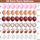 Burgundy Red and Pink Balloons, 60 Pack 12in Rose Gold Wine Red Light Pink White Latex Balloon Metallic Rosegold Confetti Helium Party Balloons for Women Girls Birthday Wedding Anniversary Decorations