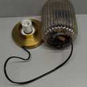 Glass Table Lamps Mid Century Modern Globe, Dimmable Amber Glass Table Lamp for Nightstand, Small Gold Table Lamp, Amber Pumpkin Design Ribbed Vintage Bedside Lamp for Bedroom Living Room Office (5.9'')