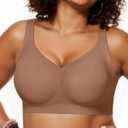 OEAK Womens Wireless Jelly Bra Plus Size Supportive Seamless Bras Full Coverage Push Up Comfortable No Underwire Tshirt Bras (Coffee, M)