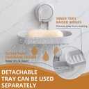 LEVERLOC Soap Dish Holder for Shower Suction Cup Wall Mounted Self Draining NO-Drilling Removable Bar Soap Sponge Holder for Bathroom Bathtub Kitchen Sink Waterproof Strong Vacuum Suction, Grey
