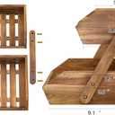 G.a HOMEFAVOR Fruit Basket: 2-Tier Acacia Wood Fruit Bowl for Kitchen, Fruit Stand Storage Holder for Vegetables and Snack Home Kitchen Countertop Organizer (Self-assembly)