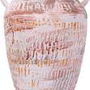12.6 Inch Rustic Handmade Clay Vase, Distressed Retro Tabletop Decor, Gradient Color Painting, Waterproof Small Caliber, for Nightstand Cabinet Living Room