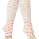 SocksLane Cotton Compression Socks, 1520 mmHg Graduated Support, Knee-High Medical Compression (Nude Stripes M/L)