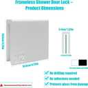 Frameless Glass Shower Door Latch - No Drill Sliding Stop for Privacy, Effective Pet Barrier for Bathroom, Removable & Damage-Free Accessory for Rental Homes & Shared Spaces (White, 1/2 in)