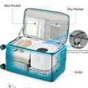 Hanke 28 Inch Expandable Checked Luggage, Large Trunk Luggage
Top Opening Hard Shell Suitcase with Cup Holder, USB Ports, 8 Spinner Wheels, TSA Lock, wet/dry pockets, Caribbean Blue