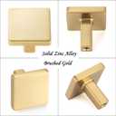 10 Pack 1-1/8 Inch, Square Brushed Gold Cabinet Knobs Gold Drawer Knobs Gold Cabinet Pulls, ZK2401 Solid Kitchen Hardware for Cabinets Drawers Bedroom Dresser Bathroom Vanity Cupboard