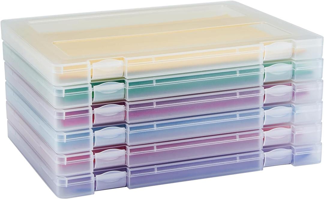 6 Pack A4 Paper Storage Box, 8.5 x 11 Project Case for US letter, Thick Scrapbook Storage Box Craft Storage Box Art Supplies Storage and Organization, Board Game Storage and Organizers