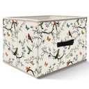 Nogrit Nature Bird Butterfly Storage Bins Box, Toybox for Girls, Colorful Branch Birds Foldable Baskets Organizer Container with Handles for Kids Girls Bedroom Bathroom Clothes Toys Books