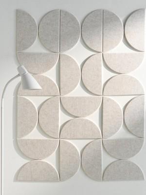 VIVELDA Large Bulletin Board Kit 48x36- Minimalist Wall Art to Replace Your Old Cork Boards for Walls for Office Decor - 24-Pack Semi-Circle Felt Wall Tiles for Home Office Décor (Limestone)