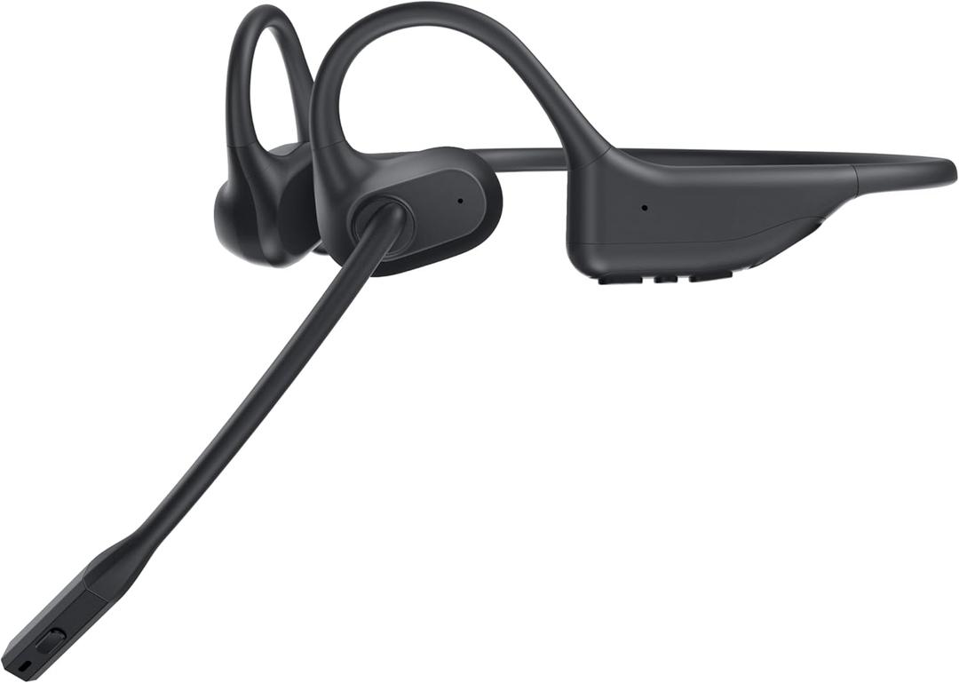 Gixxted Open Ear Headphones with Mic, Bluetooth Headset with Microphone, Dual Connect Bluetooth 5.3 with AI Noise Cancelling Mic & Mute Function, Wireless Headset for Work, Sports, Drive (Black)