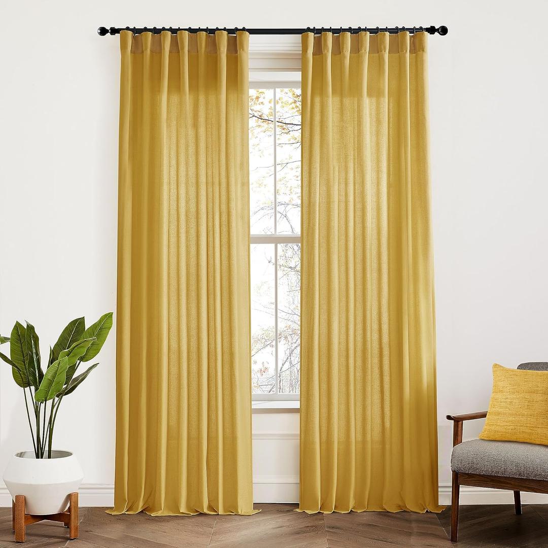 XTMYI Yellow Curtains 96 Inches Long for Living Room,Colorful Bright Mustard Mid Century Modern Decor,Linen Sheer Bohemian MCM Curtains for Bedroom 2 Panel Set,Dark Ocher XTMYI Yellow Curtains 96 Inches Long for Living Room,Colorful Bright Mustard Mid Century Modern Decor,Linen Sheer Bohemian MCM Curtains for Bedroom 2 Panel Set,Dark Ocher