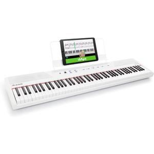 Alesis Recital White - 88 Key Digital Piano Keyboard with Semi-Weighted Keys, 2x20W Speakers, 5 Voices, Split, Layer and Lesson Mode, FX and Piano Lessons, Full