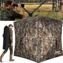 TLC Sport Hunting Blind with Carrying Bag, 270/360 Degree See Through Ground Blind, Pop Up Hunting Blind Portable Concealed Camouflage Tent for 2/3/4 Person, Camouflage