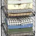 4 Pack Closet Organizers and Storage Shelves for Clothes, 4 Tier Stackable Closet Storage Basket Bin Container for Clothing Sweater Jean, Narrow, Foldable, Sturdy Metal (Small (11.81"D x 11.81"W x 30.63"H), Black)