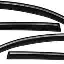 Lightronic Extra Durable Outside-Mount Auto Vent Window Visor, Fits 2012-2018 Ford Focus Sedan & Hatchback, UV Protection Rain Guard, Original Wind Deflector, No-Drill Easy Install, Dark Smoke, 4Pcs