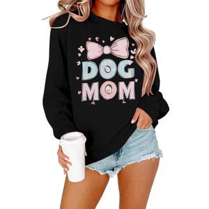 ALLTB Dog Mom Sweatshirt Women Dog Mama Graphic Shirt Cute Paw Shirts Puppy Lover Pullover Casual Long Sleeve Tee Tops (L)