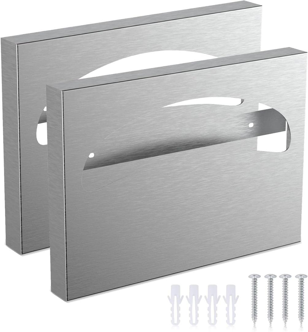 2 Pcs Toilet Seat Cover Dispenser, Toilet Seats Dispenser, Toilet Seats Cover Dispenser Wall Mount, Stainless Toilet Seats Cover Dispenser, Toilet Seat Cover Dispenser for Bathroom and Restroom