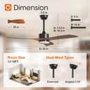 addlon 2 Pack 52 inch Ceiling Fans with Lights, Black Ceiling Fan with Light and Remote Control, Reversible, 3 Wood Blades, 6 Speeds, 3CCT Dimmable, Noiseless, Wood Ceiling Fan for Indoor/Outdoor Use