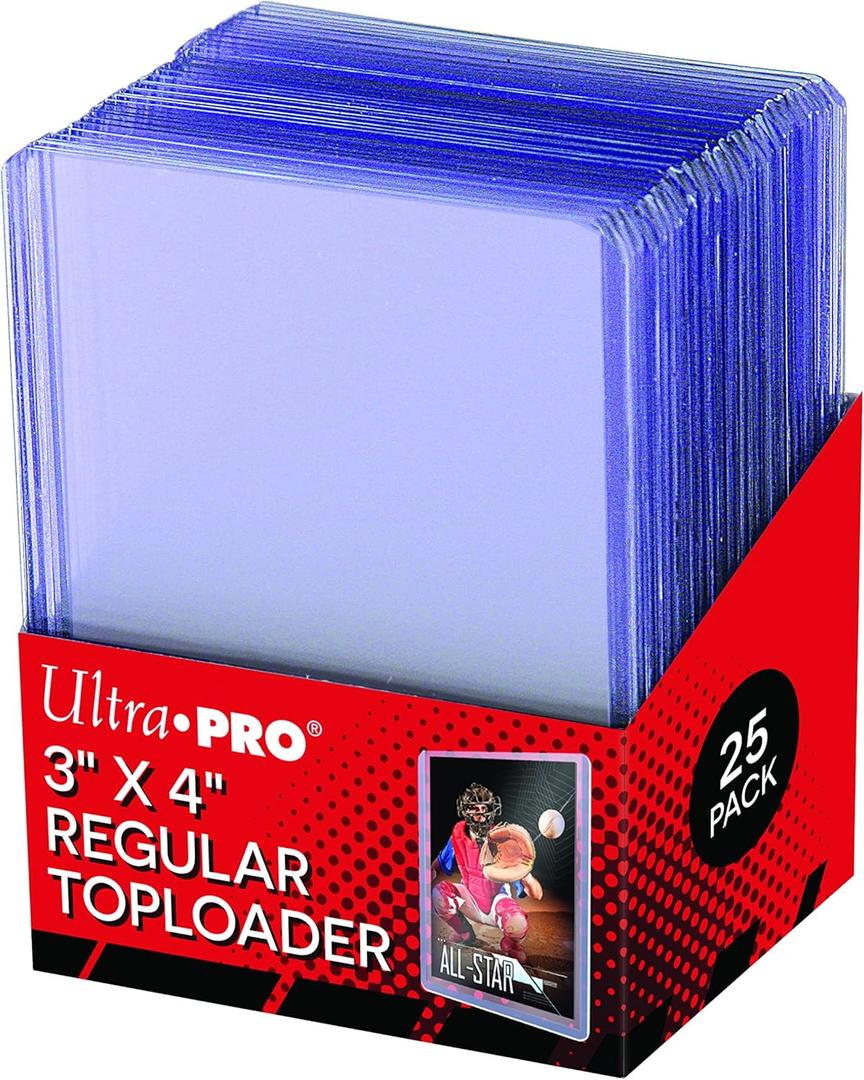 Ultra Pro 3" X 4" Clear Regular Toploader 25ct TopLoaders for Cards Baseball Card Protectors Hard Plastic Hard Card Sleeves Toploader Card Protectors Card TopLoaders