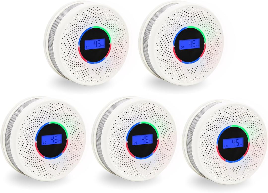 Kesy Upgraded Smoke and Carbon Monoxide Detector 10-Year Lifespan, Dual Sensor Smoke Alarm & Carbon Monoxide Detector (Silver-5Pack)