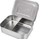 LunchBots Medium Trio II Snack Container - Divided Stainless Steel Food Container - 3 Sections for Snacks On the Go, Dishwasher Safe - Stainless Steel