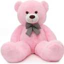 MorisMos Bow Tie Giant Teddy Bear 4 Feet, 47inch Classic Stuffed Animals Plush, Daughter Girlfriend Birthday Gift, Party Fover, Pink