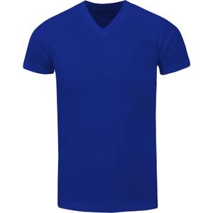 Men's Heavyweight Cotton T Shirt Basic 6.2 Ounce Short Sleeve V Neck Plain Tee Top Tshirts Regular Big and Tall Size (Blue, S)