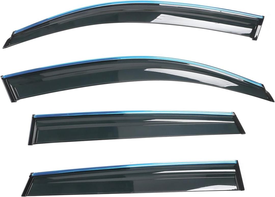 IKON MOTORSPORTS Window Visors w/Chrome Trims Compatible with 2009-2017 Audi Q5 8R, Smoke PC Injection Car Rain Sun Side Window Shade Guard Visor Deflectors, 2010 2011 2012 2013 2014 2015 2016