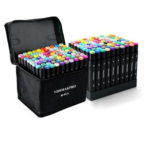 Alcohol Markers 80 Colors with Base Dual Tip Art Drawing Markers for Kids Students and Adults Comics Sketching Illustration - Refillable