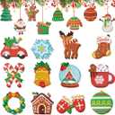 40 PCS Wooden Christmas Ornaments, 20 Styles Printed Christmas Tree Hanging Ornaments with Strings, Holiday Party Favors, Gift Tags, Stocking Stuffers, Christmas Home Decor (Multicolor Mix)