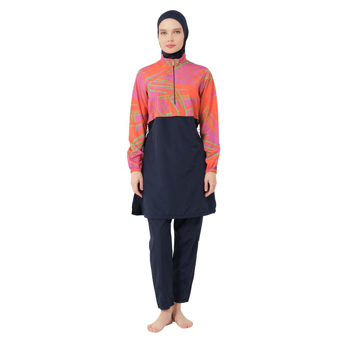 5 Piece Hijab Swimsuit for Women | Water Repellent Top, Leggings, Bonnet, Scarf and Bustier Burkini | Modest Clothing, XXL 