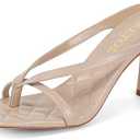 SKETOE Kitten Heels for Women Square Toe Sandals Flip Flop Heels Thong Sandals Comfortable Summer 2 Inch Heels Sandals (Size 9, Taupe)