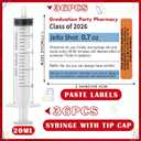 76 Pcs 2026 Nurse Graduation Party Supplies 36 Plastic Syringes for Jelly, Juice, Liquid, with Sticky Labels for Medical Graduation Decorations Party Favor Nursing School BSN RN LPN Gift
