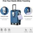 KYME Carry On Luggage With Wheels,Small Suitcase with TSA Lock,20" Blue | PC+ABS Hardside Material,22x14x9 Airline Approved,with Cup Holder&Hook,360° Double Spinner Wheels,Lightweight but Durable, Carry-On 22-Inch（non-expandable）