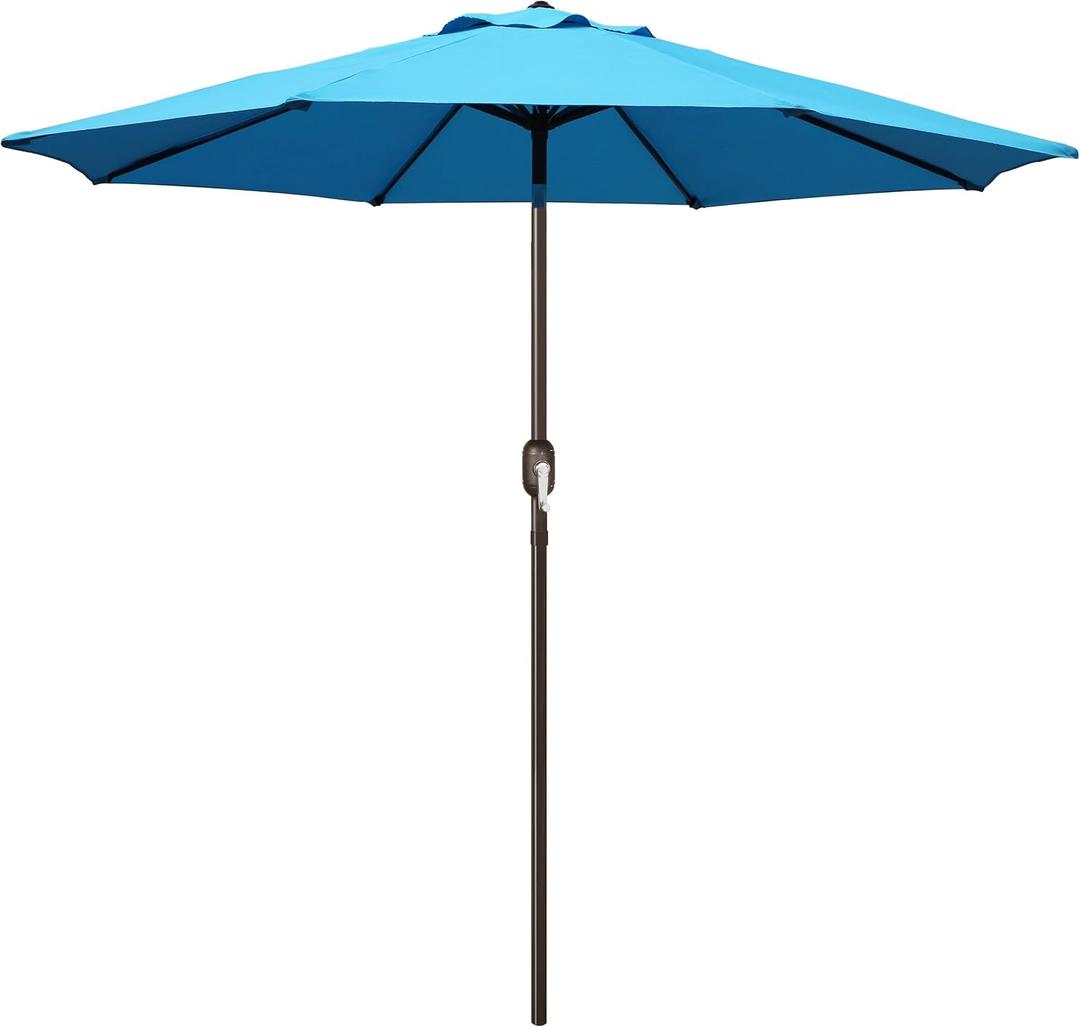 Blissun 9' Outdoor Patio Umbrella, Outdoor Table Umbrella, Yard Umbrella, Market Umbrella with 8 Sturdy Ribs, Push Button Tilt and Crank