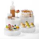 HeiMma 4 Pack Buffet Risers, FOLDABLE Food Display Risers for Dessert Table,Dessert Table Display Set, White Cardboard Cylinder Cake Cupcake Stands for Party, Multiheight, 12in Round