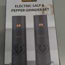 SIMPLETASTE Electric Salt and Pepper Grinder Set with LED Light, Automatic Pepper Mill Shakers with Adjustable Coarseness, One Hand Operation for Kitchen, Dining, Gifting, Space Gray, Battery Operated