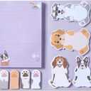 Hommie Cute Sticky Notes, Dog Sticky Notes Set Planner Dividers Self-Stick Notes Pads Animal Divider Tabs Bundle Writing Memo for Dog Lovers Home Office School Supplies (Dog(Purple Background))