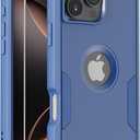 pdxox for iPhone 16 Pro Max Heavy Duty Protection Case, 3-Layers Anti-Slip Full Body Protective Drop Protection Shockproof with 1 Screen Protector for Apple iPhone 16 Pro Max6.9'' Sea blue