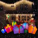 SEASONBLOW 6 Ft LED Light Up Inflatable Christmas 7 Gift Boxes Lantern Decorations for Indoor Outdoor Yard Garden Lawn Holiday Party