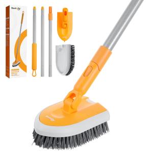 Shower Scrubber for Cleaning, Bestnifly Bathroom Scrub Brush with 42'' Extendable Long Handle, Tub and Tile Cleaning Brush for Toilet Bathtub Wall Glass Floor, Stiff Bristle