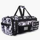 LHI 50L Tactical Duffle Bag for Men, 3-in-1 Gym Duffle and Backpack, Shoe Compartment, Laptop Sleeve and MOLLE, Carry-On Travel Weekender and Overnight Bag – Black and White