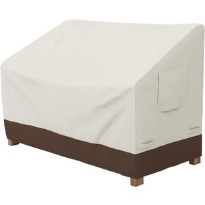 Amazon Basics 2 Seater Outdoor Couch Cover, Patio Furniture Cover, Waterproof, Anti-UV, Durable with Secure Straps, Protection for Loveseat, Beige/Tan