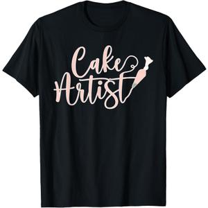 Cake Artist Cake Decorator Cake Decorating T-Shirt (Small, Black)