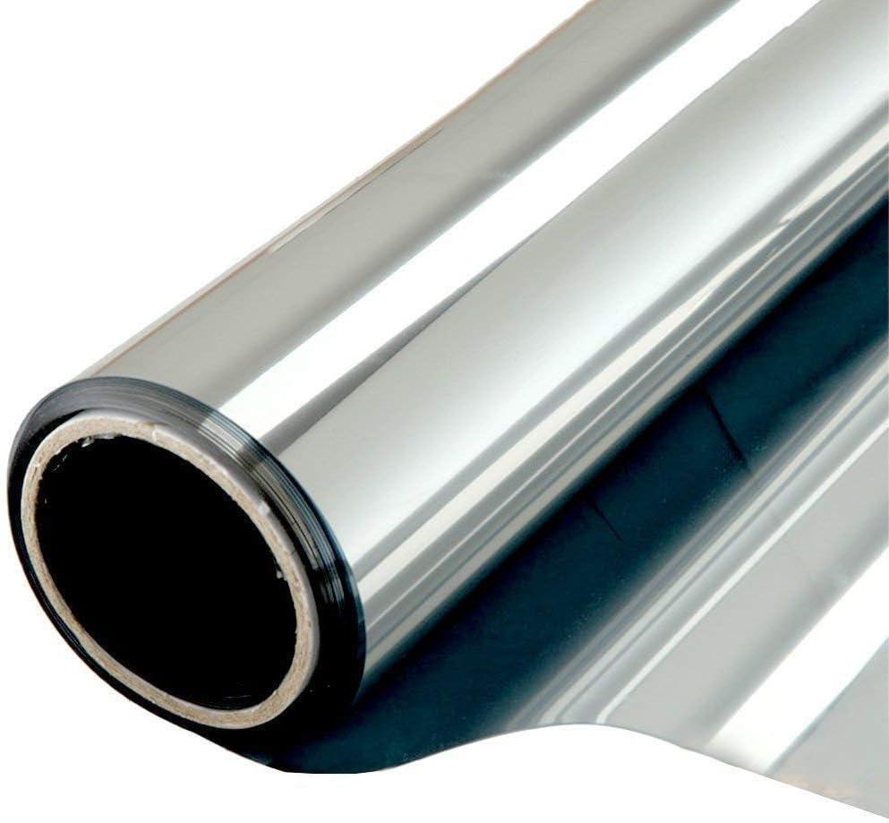 WPCTEV Window Film One Way Mirror Film Daytime Privacy Static Non-Adhesive Decorative Heat Control Anti UV Window Tint for Home and Office, Silver 35.4" x 78.7"