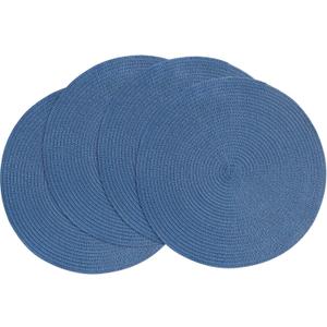 Floroom 15 Inch Round Braided Placemats Set of 4, Washable Heat Resistant Cotton Polyester Circle Place Mats for Kitchen Dining Table - Sail Blue